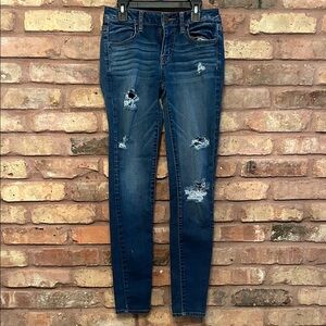 American Eagle Outfitters Blue Ripped Skinny Jeans